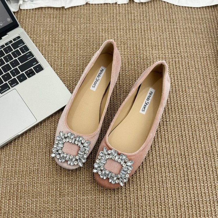 Damen raffinierte Ballerinas mit funkelndem Schmuckdetail und flexiblem Fußbett EB