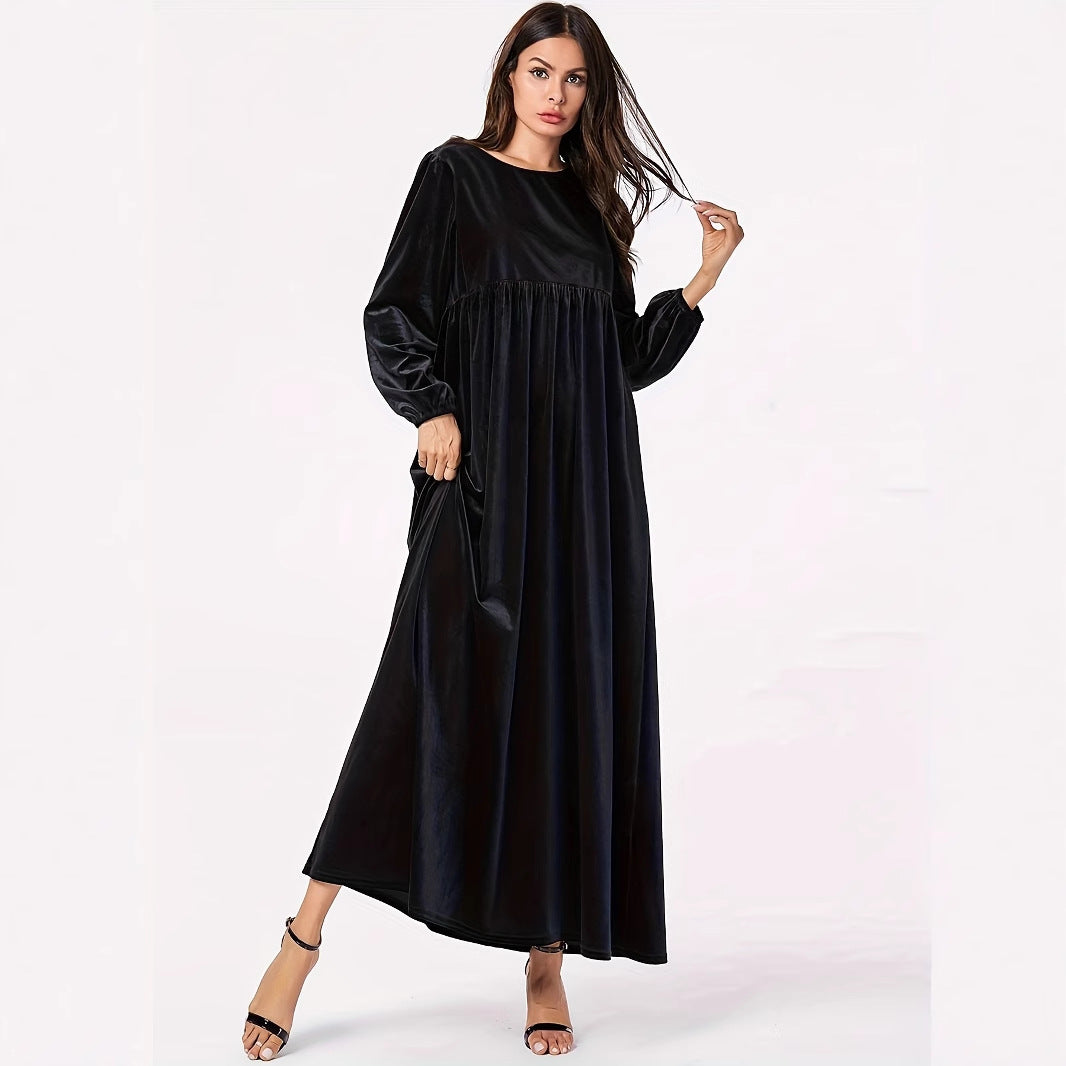 Damen Maxikleid aus luxuriösem Samt mit elegantem Faltenwurf EB