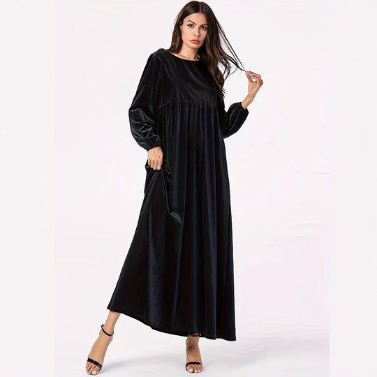 Damen Maxikleid aus luxuriösem Samt mit elegantem Faltenwurf EB