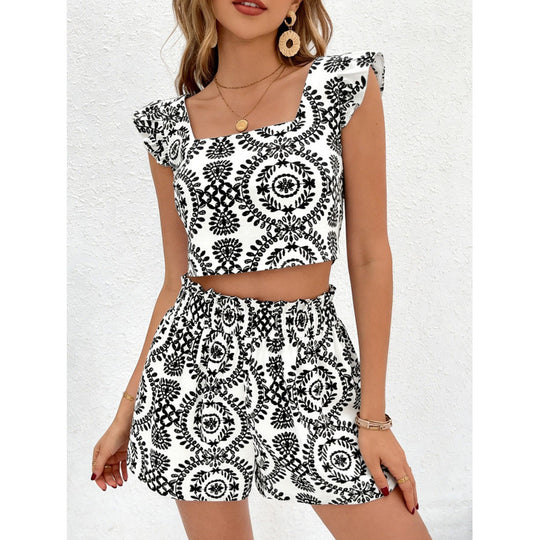 Damen Zweiteiliges Set mit cropped Top und kurzen Rock EB