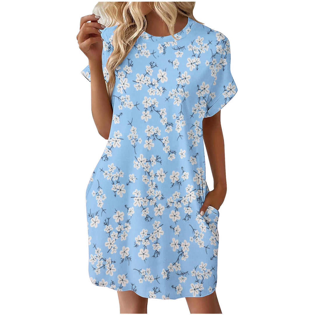 Damen lässiges Sommerkleid mit Blumenmuster und praktischen Taschen EB