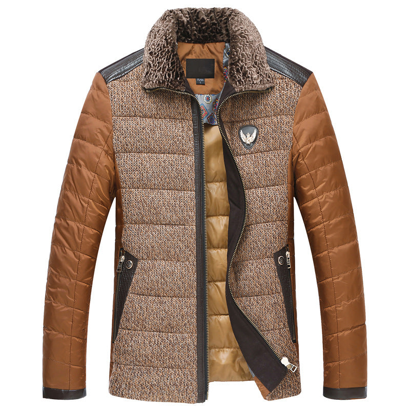 Herren Wattierte Kurzjacke mit Teddykragen und Wappenapplikation EB