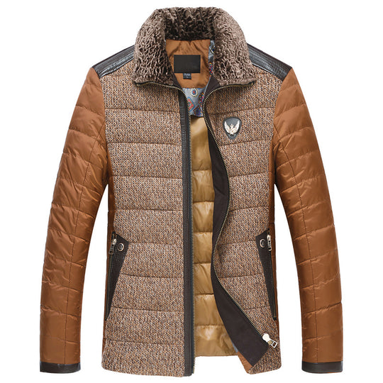 Herren Wattierte Kurzjacke mit Teddykragen und Wappenapplikation EB