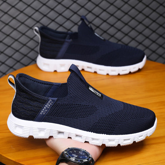 Damen Atmungsaktive Slip-On Sneakers mit elastischem Strickoberteil und rutschfester Sohle EB