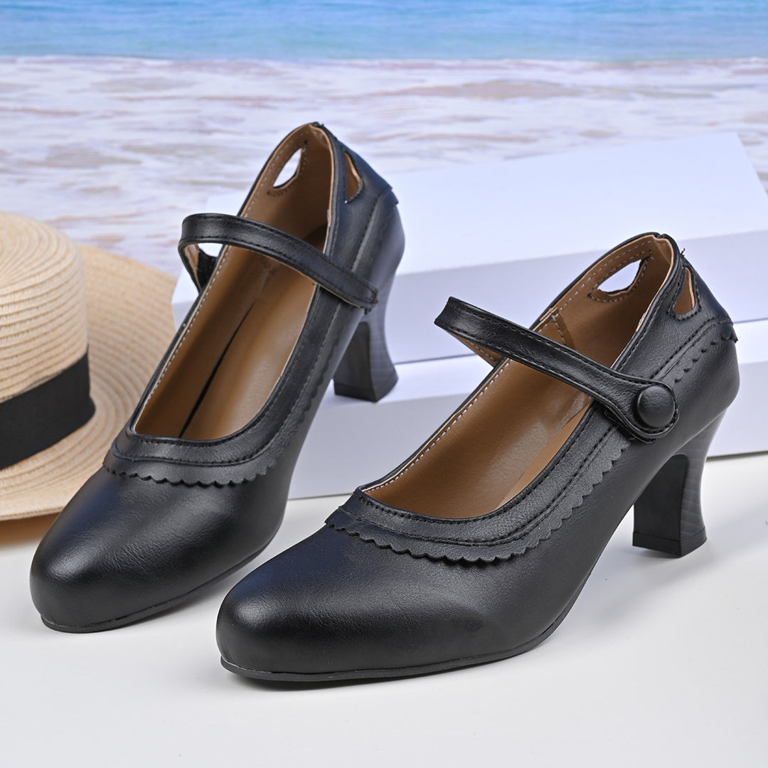 Damen Absatzschuhe mit verstellbarem Riemen und eleganter Schnalle EB