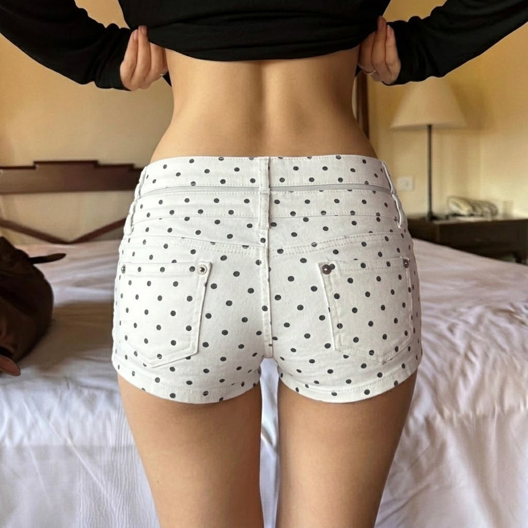 Damen Modische Shorts mit zeitgemäßem Punktedesign und hohem Bund EB