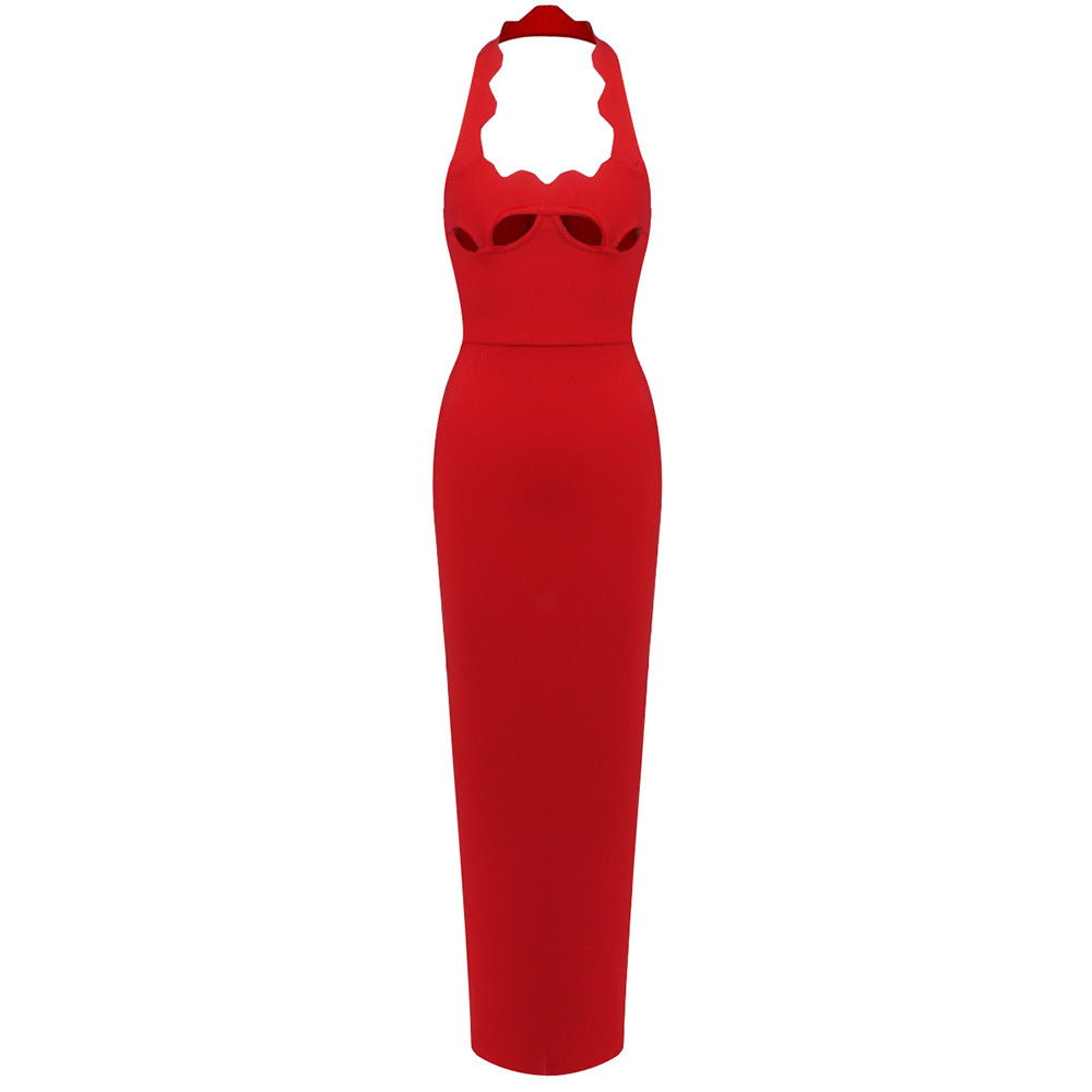 Damen Elegantes figurbetontes Abendkleid mit raffiniertem Ausschnitt EB