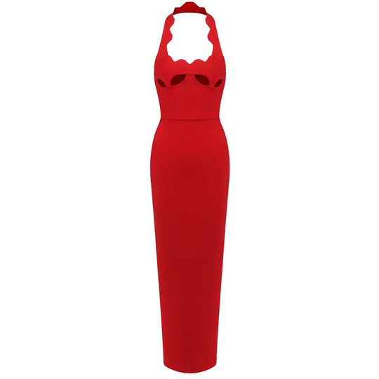 Damen Elegantes figurbetontes Abendkleid mit raffiniertem Ausschnitt EB