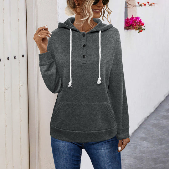 Damen Hoodie mit Knopfleiste und lässigem Schnitt EB