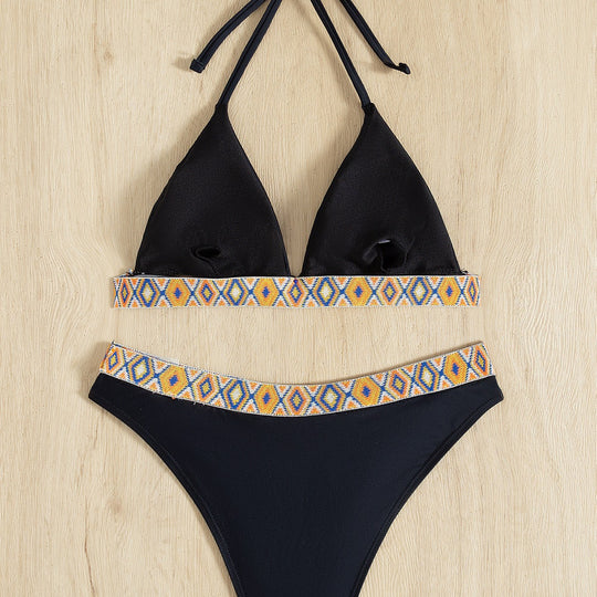 Damen Triangel-Bikini mit dekorativem Tribal-Band EB