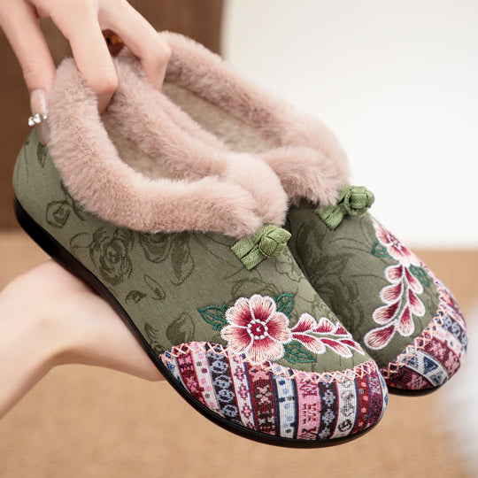 Damen Kuschelige Hausschuhe mit floralem Design EB