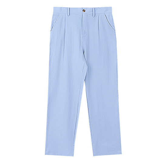 Herren nan elegante Bundfaltenhose aus leichtem Baumwollmix mit geradem Schnitt und Gürtelschlaufen EB