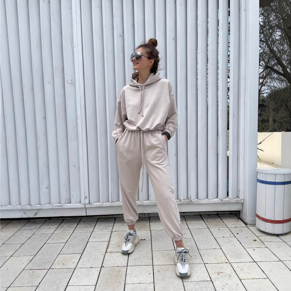 Damen Freizeit-Wellness-Anzug mit Kapuze und elastischem Bund EB