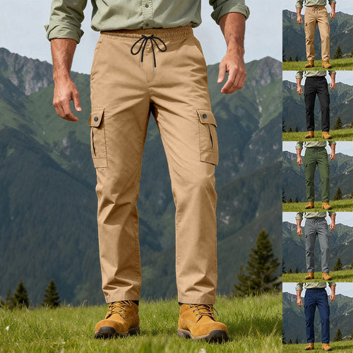 Herren nan robuste Freizeit-Cargohose mit elastischem Bund Tunnelzug und Mehrfachtaschen EB