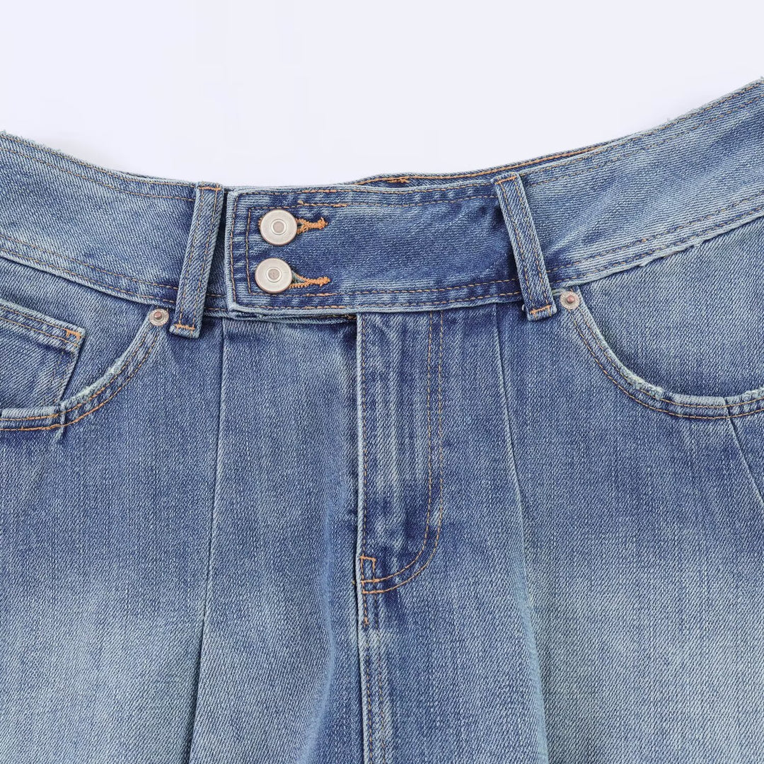 Damen Jeansrock mit plissiertem Design und praktischen Taschen EB