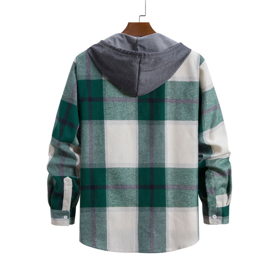 Herren Freizeit-Hemdjacke mit praktischer Kapuze und modernem Karomuster EB