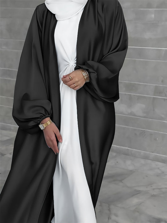 Damen Elegante Satinjacke mit weit geschnittenen Ärmeln EB