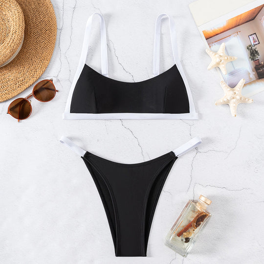Damen Sportlicher Bikini-Set mit Kontrastdetails EB