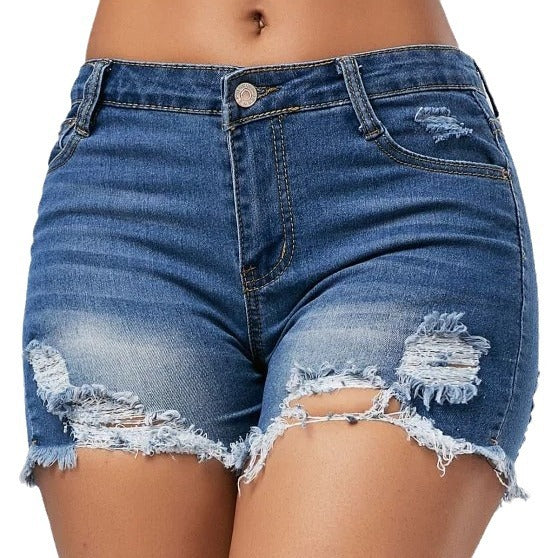 Damen Destroyed Denim Shorts EB