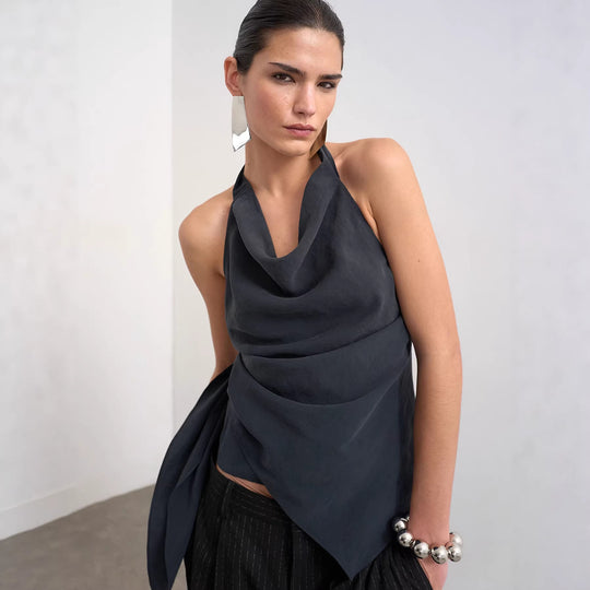 Damen Elegantes Wickeltop mit asymmetrischem Saum EB