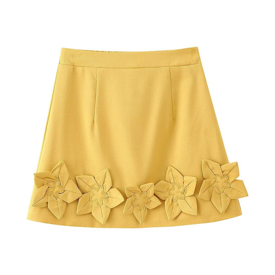 Damen Crop-Top und Röcken-Set mit floralen Applikationen EB