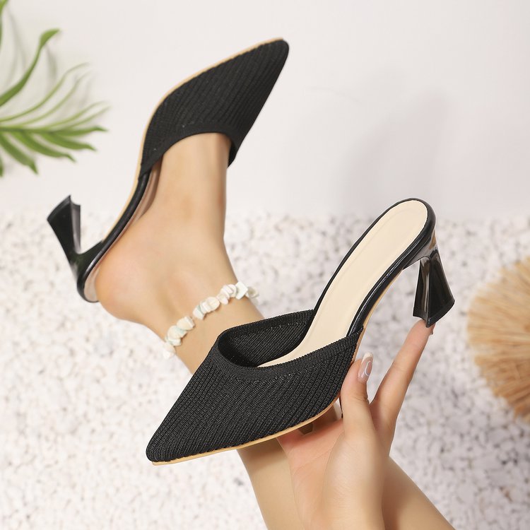 Damen Slingback-Pumps mit elegantem Spitzen-Design und transparentem Absatz EB