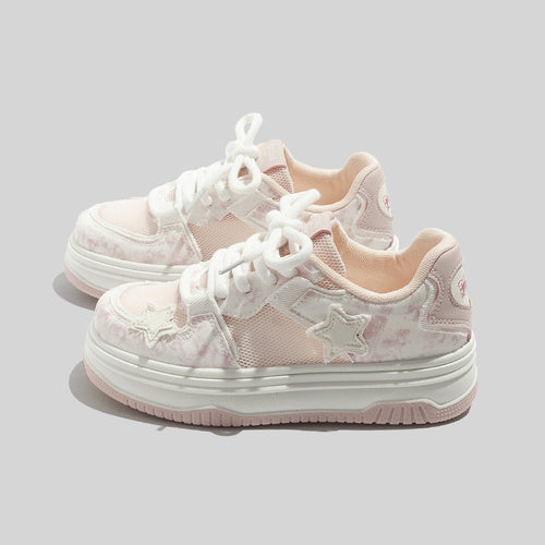 Damen Sneakers im sportlichen Style mit dekorativem Sternen-Muster und atmungsaktiven Obermaterialien EB