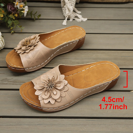 Damen Wedge-Pantoletten mit floralem Detail EB