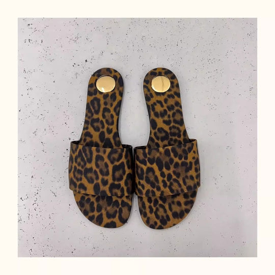 Damen Zehentrenner-Sandalen mit animalischem Print und elegantem Riemendesign EB