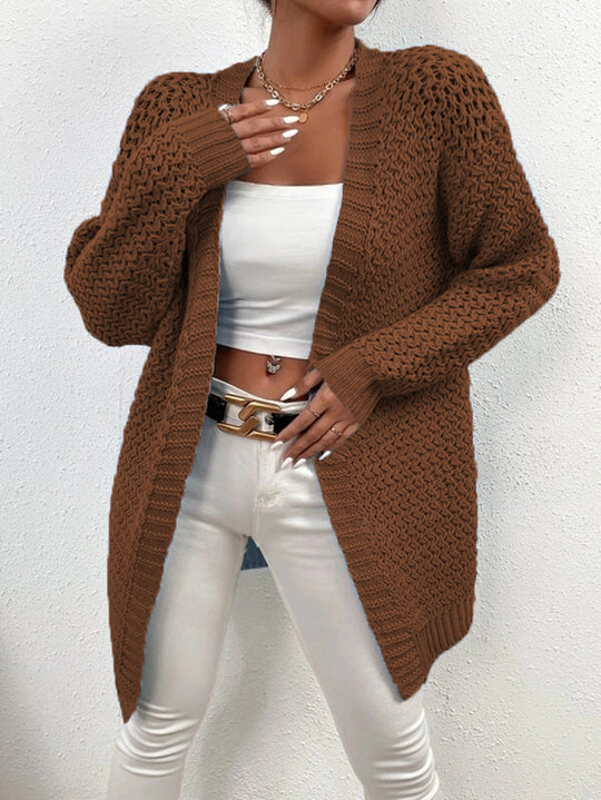 Damen Strickjacke mit offenem Schnitt und luxuriösem Texturmuster EB