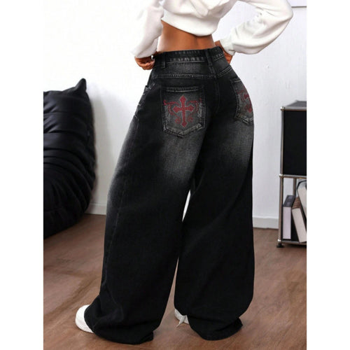 Damen Weite Jeans im Urbanen Stil mit Exklusivem Design EB
