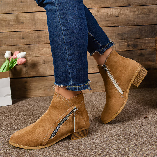 Damen Elegante Stiefeletten mit modischem Reißverschluss EB