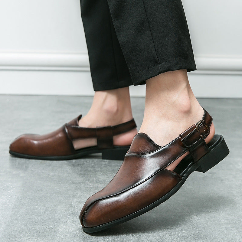 Damen elegante Leder-Mokassins mit verstellbarem Riemen EB