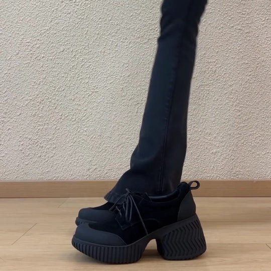 Damen modische Schnürschuhe mit robustem Blockabsatz EB