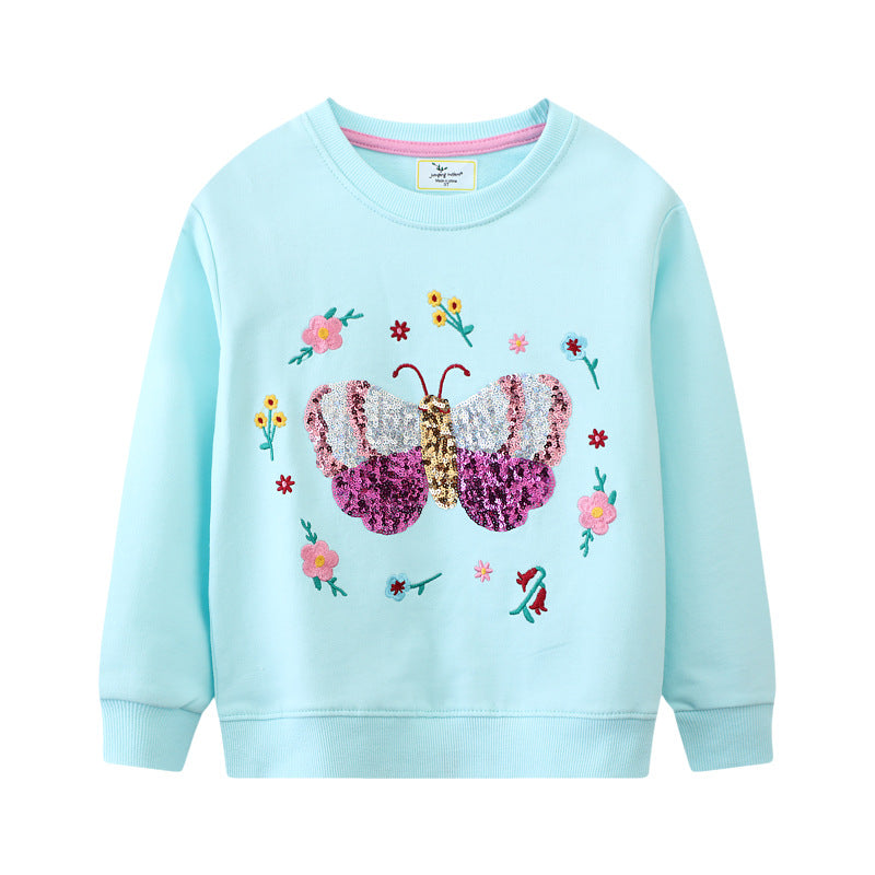 Mädchen Sweatshirt mit buntem Schmetterlingsmotiv EB