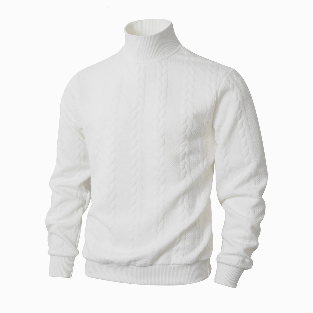 Herren Rollkragenpullover mit Zopfstrickmuster und gerippten Bündchen EB