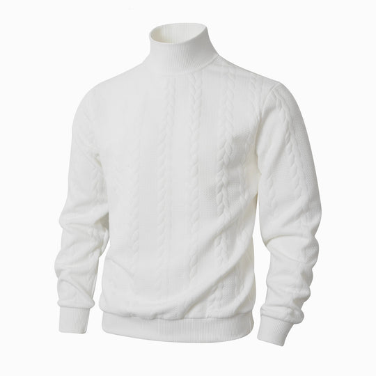Herren Rollkragenpullover mit Zopfstrickmuster und gerippten Bündchen EB