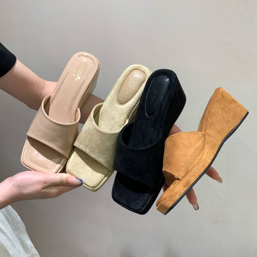 Damen Wedge-Pantoletten mit weichem Veloursleder und komfortablem Fußbett EB