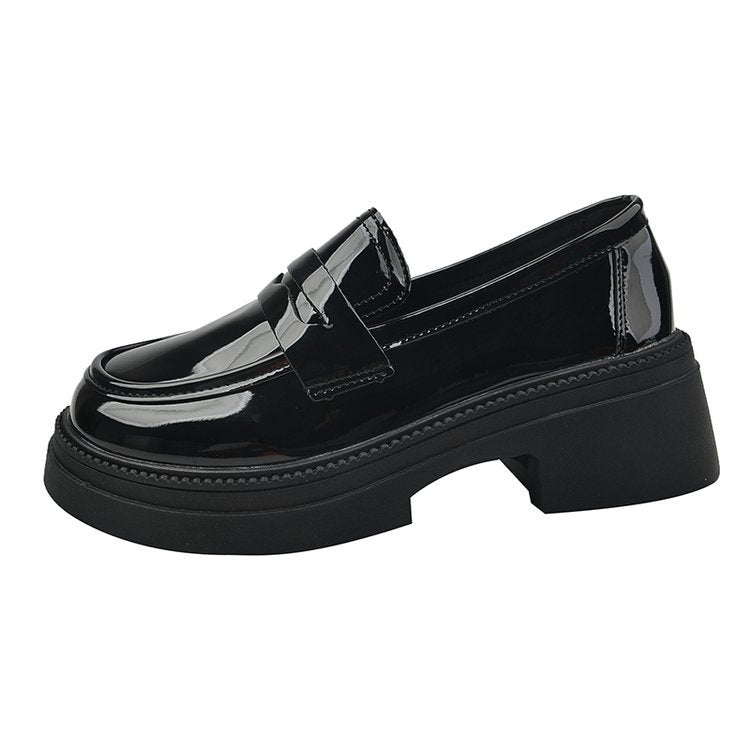 Damen elegante Mokassins mit hohem Blockabsatz EB