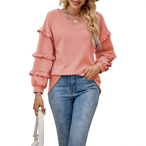 Damen modisches Sweatshirt mit Rüschendetails EB