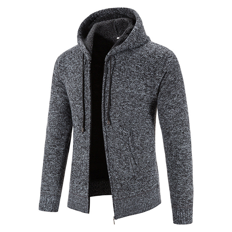 Herren Strickjacke mit moderner Kapuze und strukturiertem Design EB