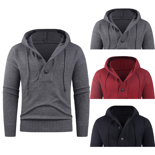 Herren modischer Kapuzenpullover mit Knopfdetail EB