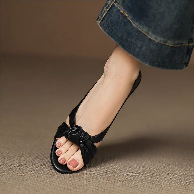 Damen elegante Knöchelriemen-Sandalen mit Schleifenverzierung EB
