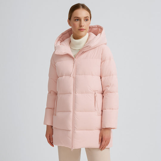 Damen modische Winterjacke im Oversized-Stil mit Kapuze EB