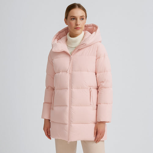 Damen modische Winterjacke im Oversized-Stil mit Kapuze EB