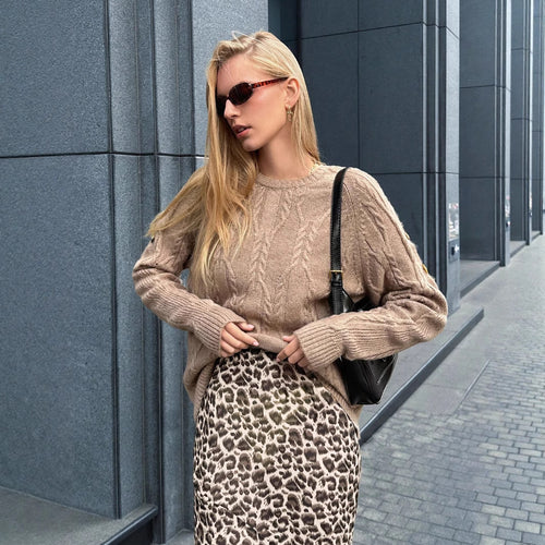 Damen Pullover mit Kabelstrickmuster und lässigem Schnitt EB