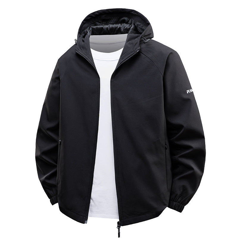 Herren  leichte wasserabweisende Kapuzen-Shell-Jacke mit atmungsaktivem Mesh-Futter EB