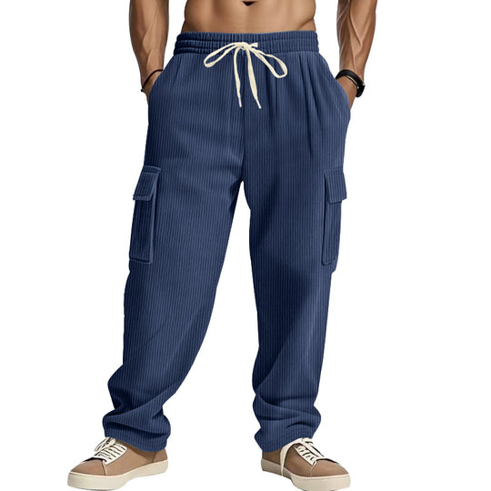 Herren Cordcargo-Hose mit weitem Bein, Tunnelzugbund und aufgesetzten Cargotaschen EB