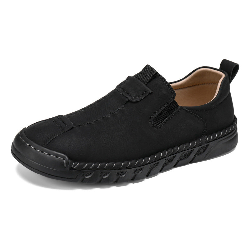 Herren Bequeme Leder Slip-On Schuhe mit elastischem Einschlupfdesign EB