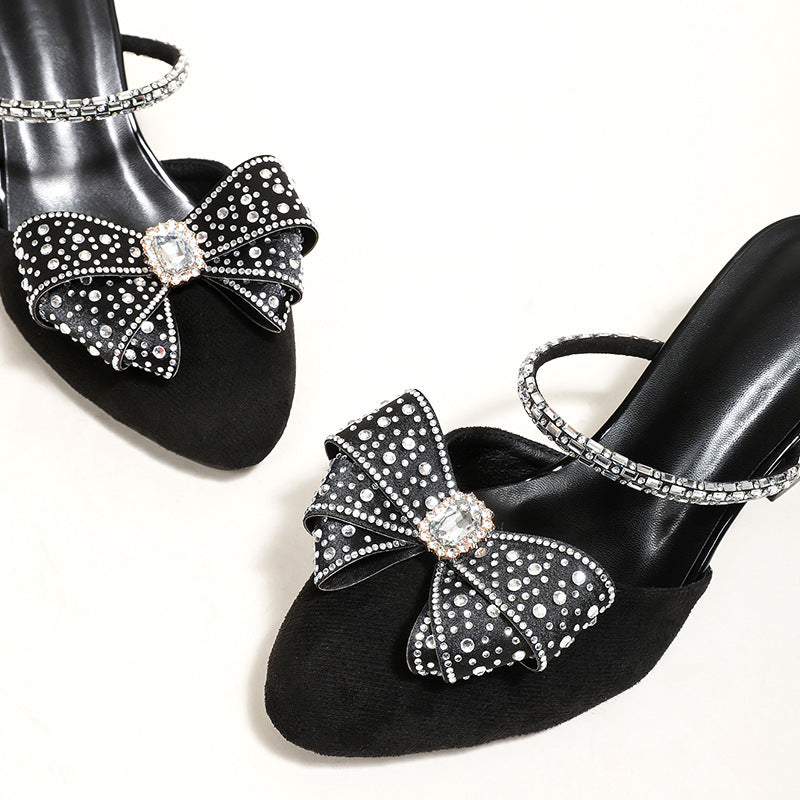 Damen Modische Slingback-Sandalen mit funkelnden Akzenten und Absatz EB
